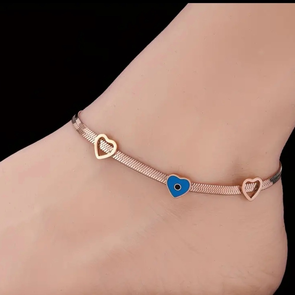 A gold-plated stainless steel Anklet,  Rose Gold.